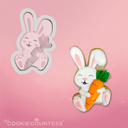 The Cookie Countess Cookie Cutter Bunny Hugging Carrot Cookie Cutter