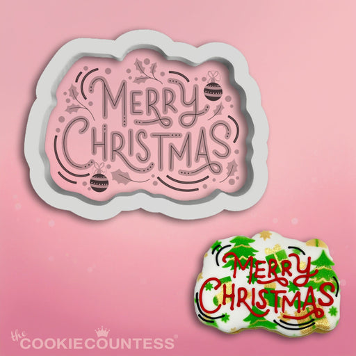 The Cookie Countess Cookie Cutter Merry Christmas with Ornament