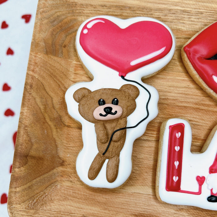 The Cookie Countess Cookie Cutter Teddy Bear with Heart balloon Cookie Cutter