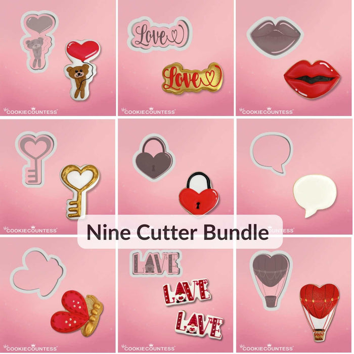 The Cookie Countess Cookie Cutter Valentines 2024 3D Printed Cookie Cutter Bundle ( 9 pc)