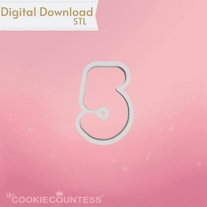 The Cookie Countess Digital Art Download Balloon Five Cookie Cutter STL
