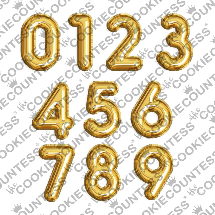 The Cookie Countess Digital Art Download Gold Balloon Numbers - Digital Download, Cutter and/or Artwork
