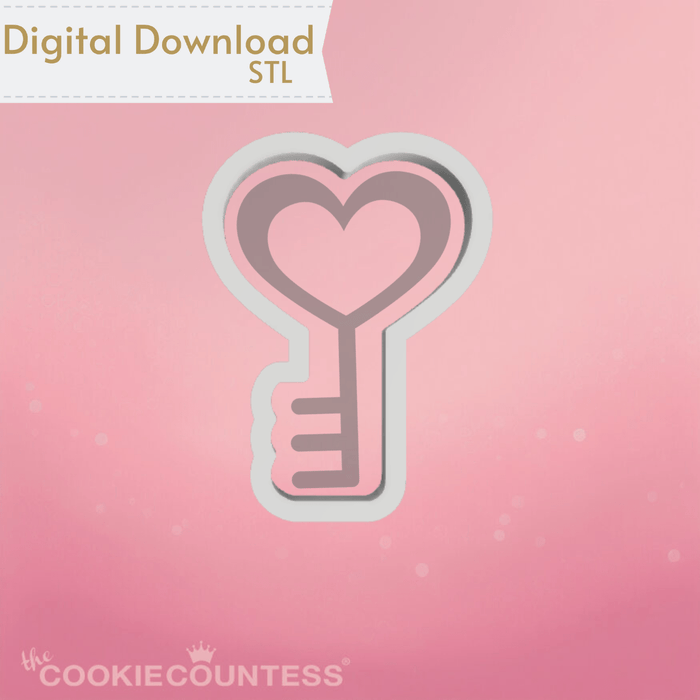 The Cookie Countess Digital Art Download Heart Key Cookie Cutter STL