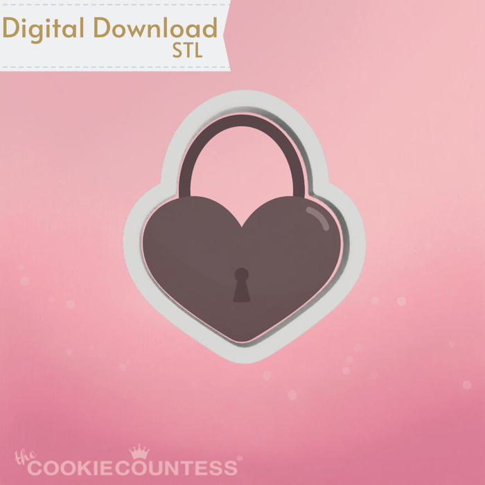 The Cookie Countess Digital Art Download Heart Lock Cookie Cutter STL