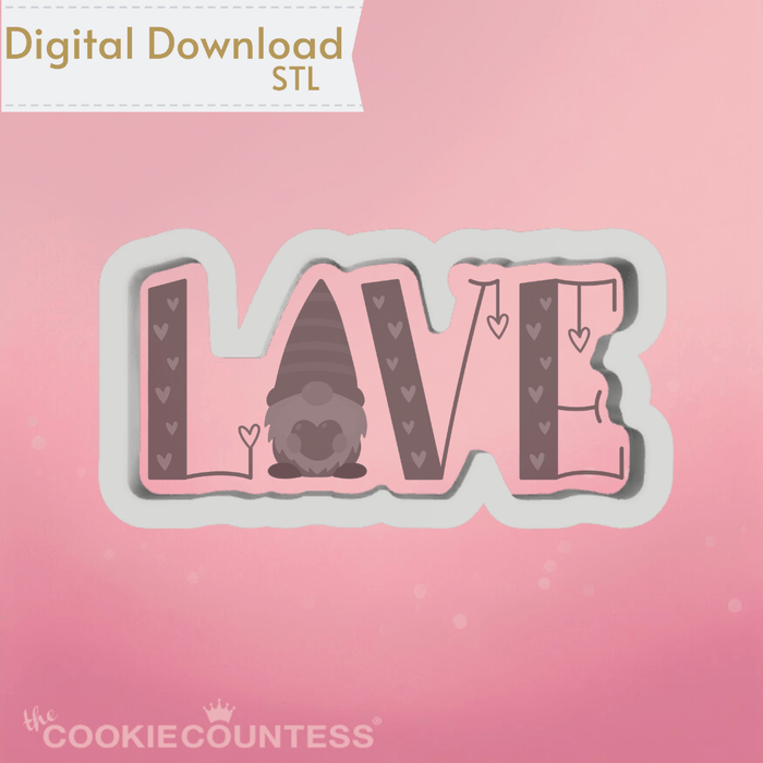 The Cookie Countess Digital Art Download Love Gnome Cookie Cutter STL