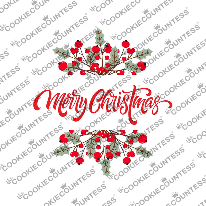 The Cookie Countess Digital Art Download Merry Christmas Plaque and Greenery - Digital Download, Cutter and/or Artwork