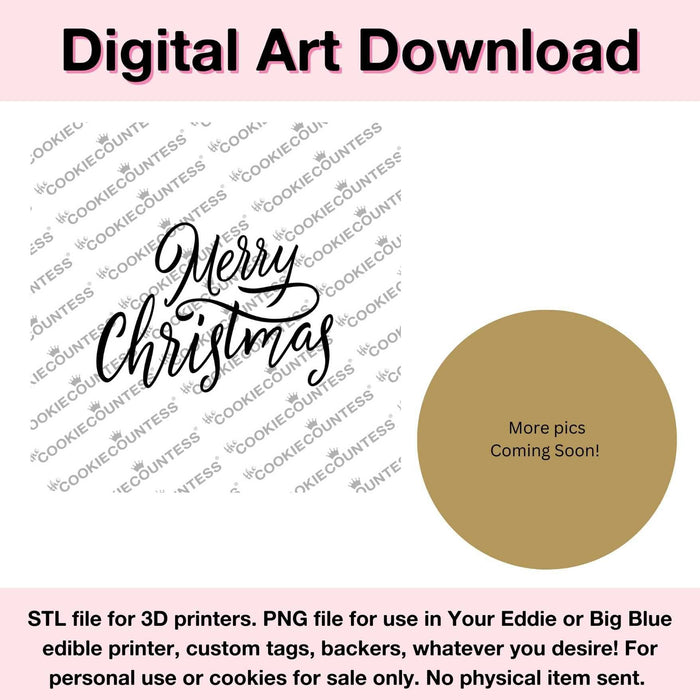 The Cookie Countess Digital Art Download Merry Christmas Script - Digital Download, Cutter and/or Artwork