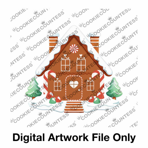 The Cookie Countess Digital Art Download PNG Digital Art File ONLY Gingerbread House with trees - Digital Download, Cutter and/or Artwork