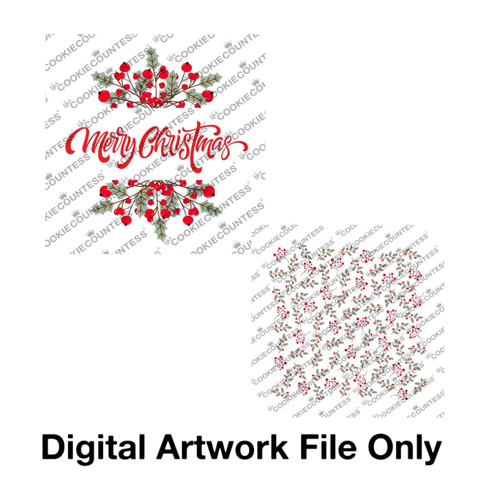 The Cookie Countess Digital Art Download PNG Digital Art File ONLY Merry Christmas Plaque and Greenery - Digital Download, Cutter and/or Artwork