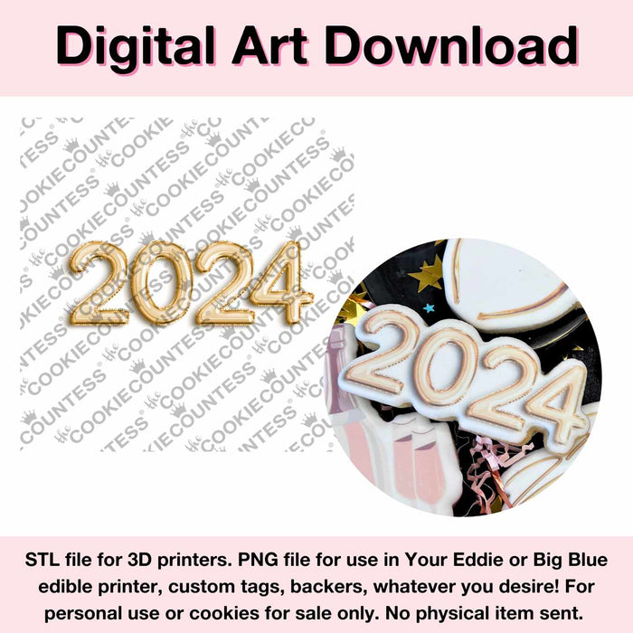 The Cookie Countess Digital Art Download STL Cutter File AND PNG Art File 2024 Balloon Numbers - Digital Download, Cutter and/or Artwork