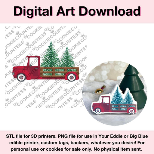 The Cookie Countess Digital Art Download STL Cutter File AND PNG Art File Vintage Truck with trees - Digital Download, Cutter and/or Artwork