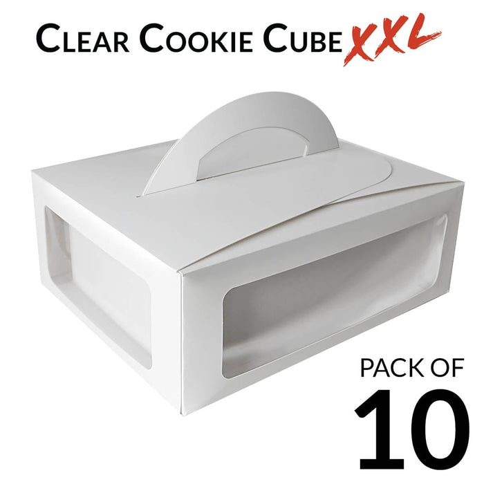 The Cookie Countess Packaging 10 Boxes Clear Cookie Cube XXL, 12.5 x 9.5 x 4.5