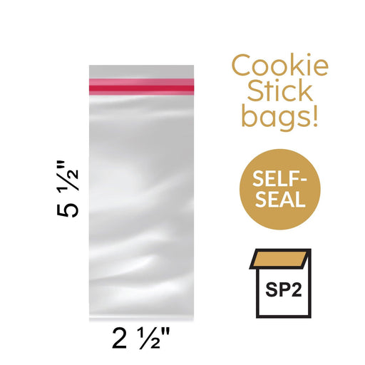 The Cookie Countess Packaging Clear Bags for Cookie Sticks 2 1/2 x 5 1/2" - Pack of 100