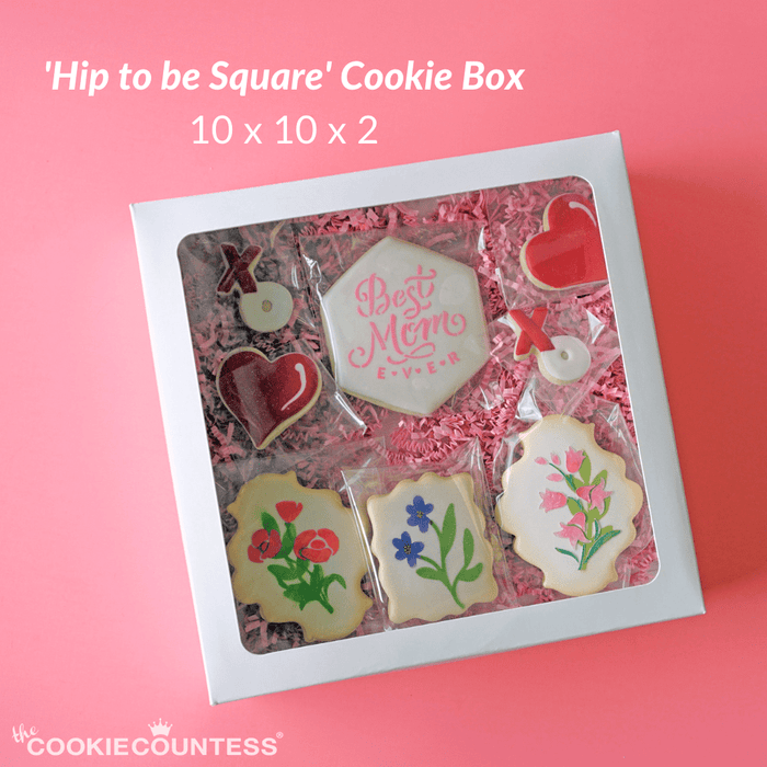 The Cookie Countess Packaging Cookie Box 10 x 10 x 2 'Hip to be Square'