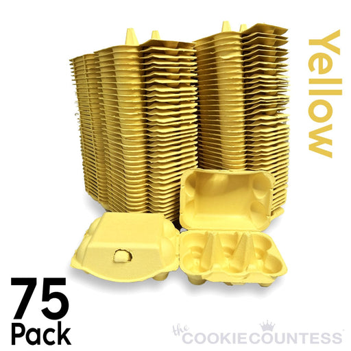 The Cookie Countess Packaging Yellow Egg Cartons -Bulk set of 75