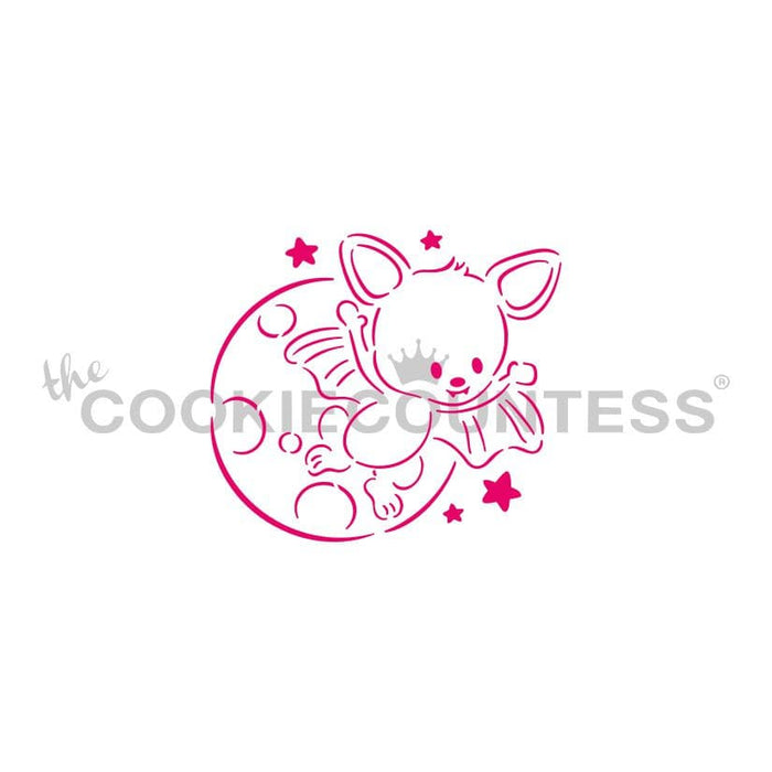 The Cookie Countess PYO Stencil Baby Bat and Moon PYO Stencil