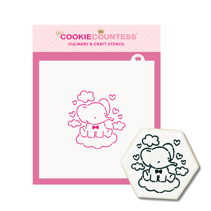 The Cookie Countess PYO Stencil Baby Elephant with Hearts PYO Stencil