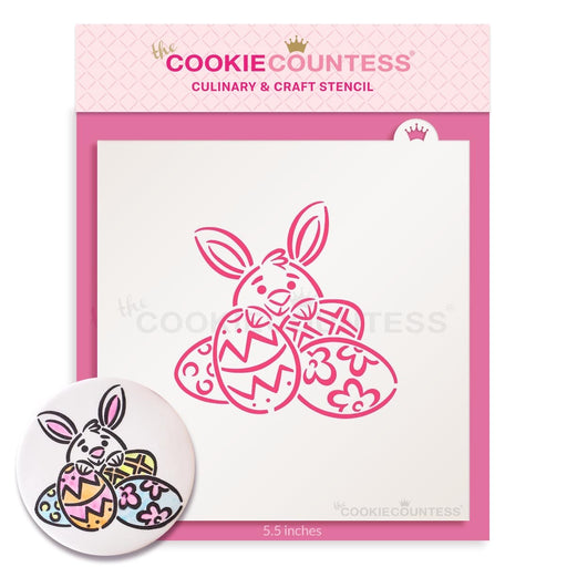 The Cookie Countess PYO Stencil Bunny Behind Eggs PYO Stencil - Drawn by Krista