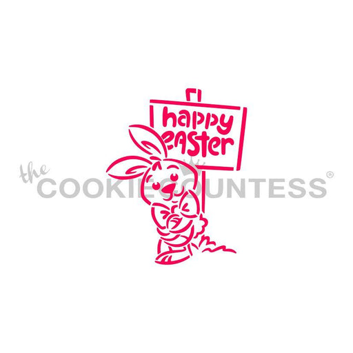 The Cookie Countess PYO Stencil Bunny Leaning on Sign PYO