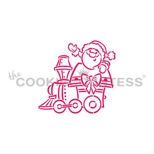 The Cookie Countess PYO Stencil Christmas Train Santa Engine Stencil - Drawn by Krista