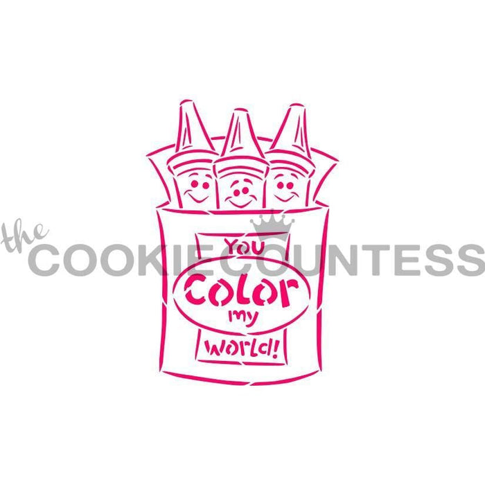 The Cookie Countess PYO Stencil Color My World Crayons PYO Stencil - Drawn by Krista