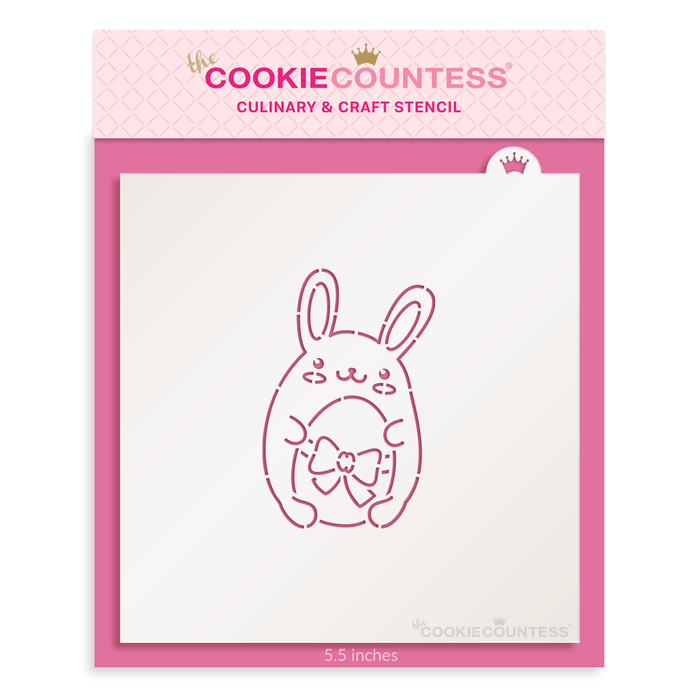 The Cookie Countess PYO Stencil Cute Bunny and Egg PYO