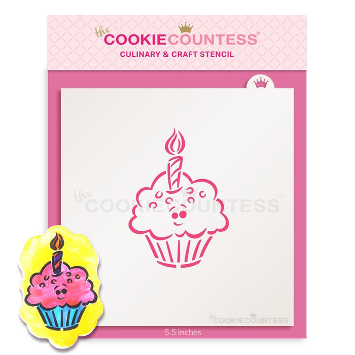 The Cookie Countess PYO Stencil Default Birthday Cupcake PYO Stencil - Drawn by Krista