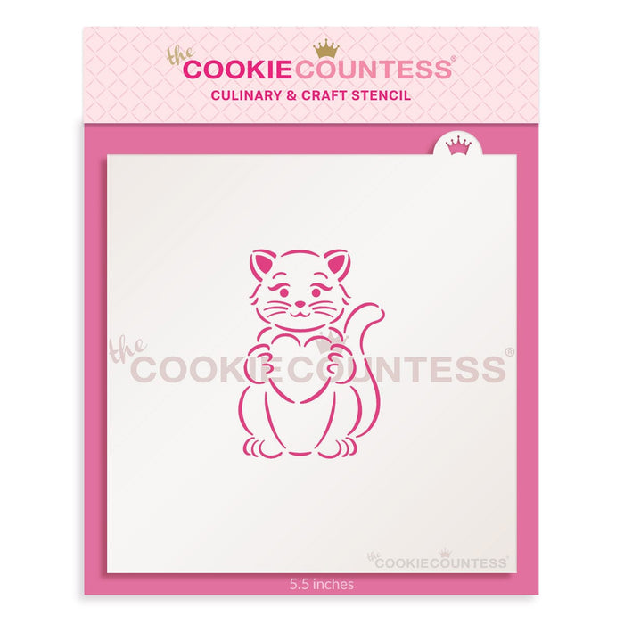 The Cookie Countess PYO Stencil Default Cat with Heart PYO Stencil