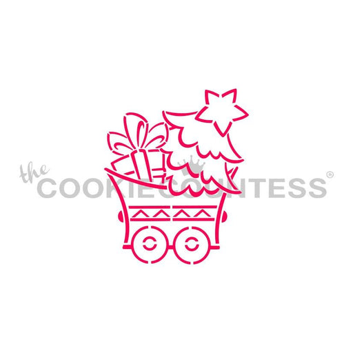 The Cookie Countess PYO Stencil Default Christmas Train Tree Car Stencil - Drawn by Krista