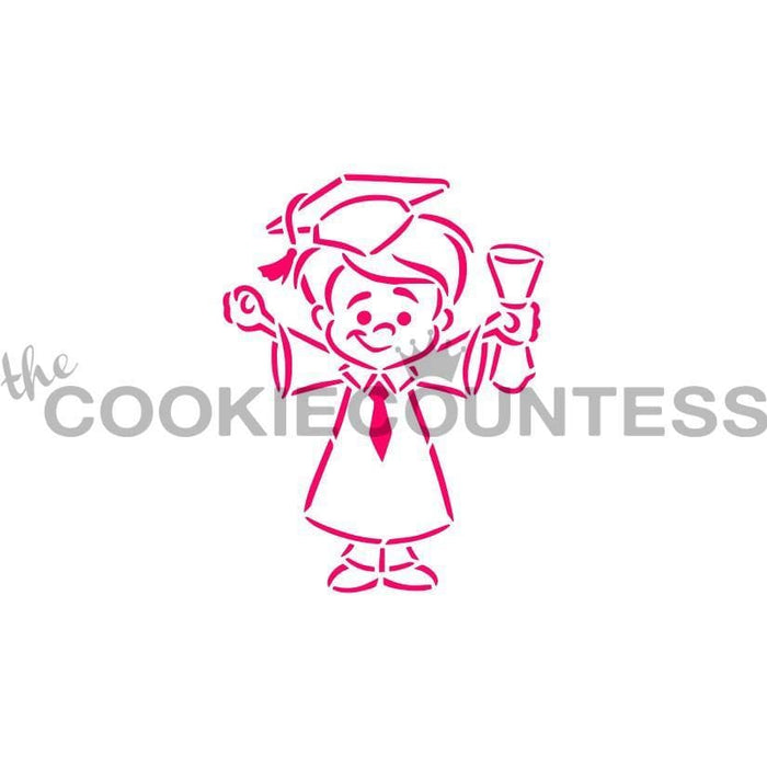 The Cookie Countess PYO Stencil Default Graduate Boy Stencil - Drawn by Krista