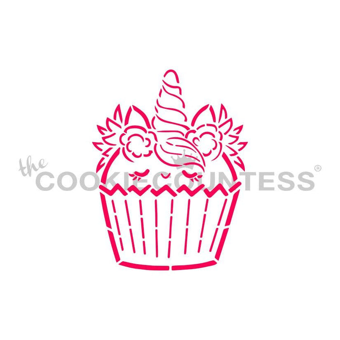The Cookie Countess PYO Stencil Default Unicorn Cupcake PYO Stencil