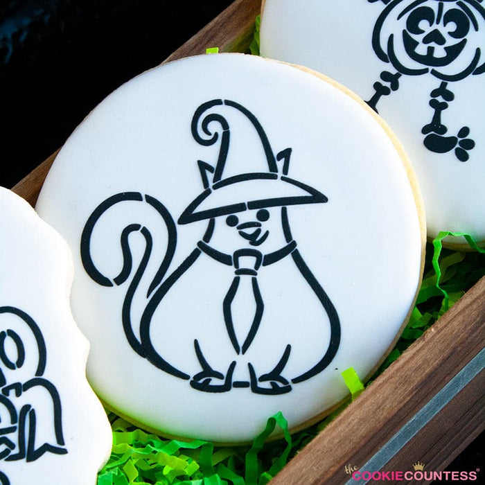 The Cookie Countess PYO Stencil Halloween Cat PYO Stencil - Drawn by Krista