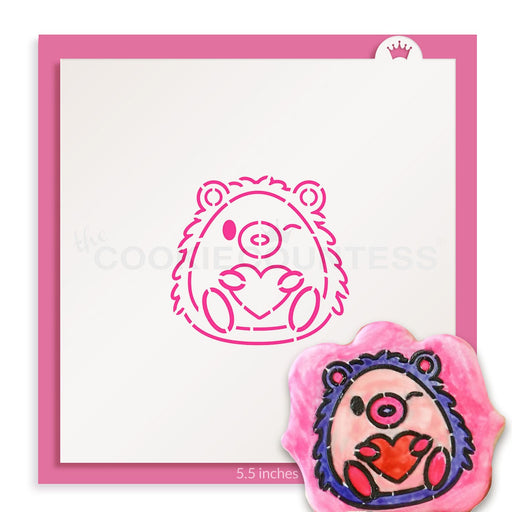 The Cookie Countess PYO Stencil Hedgehog with Heart PYO Stencil