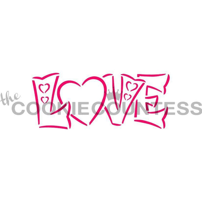 The Cookie Countess PYO Stencil LOVE word PYO Stencil - Drawn by Krista
