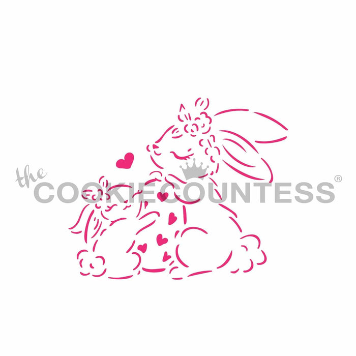 The Cookie Countess PYO Stencil Mama and Baby Bunnies PYO Stencil