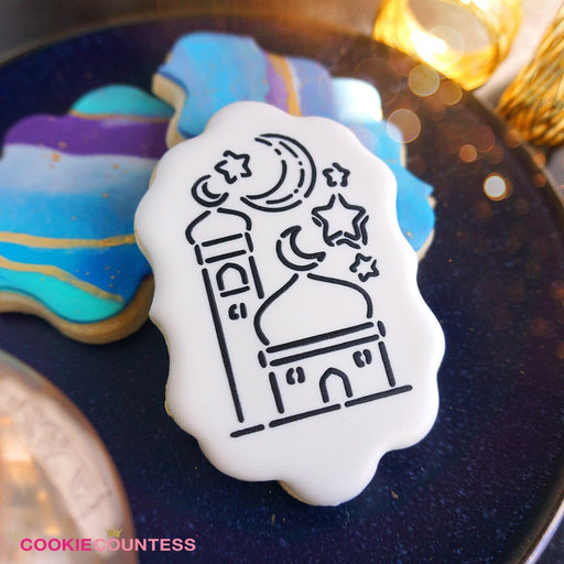 The Cookie Countess PYO Stencil Mosque Ramadan Eid PYO Stencil
