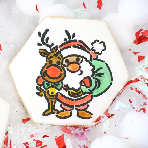 The Cookie Countess PYO Stencil Santa and Rudolph Stencil - Drawn by Krista