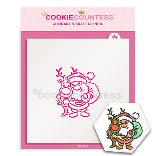 The Cookie Countess PYO Stencil Santa and Rudolph Stencil - Drawn by Krista