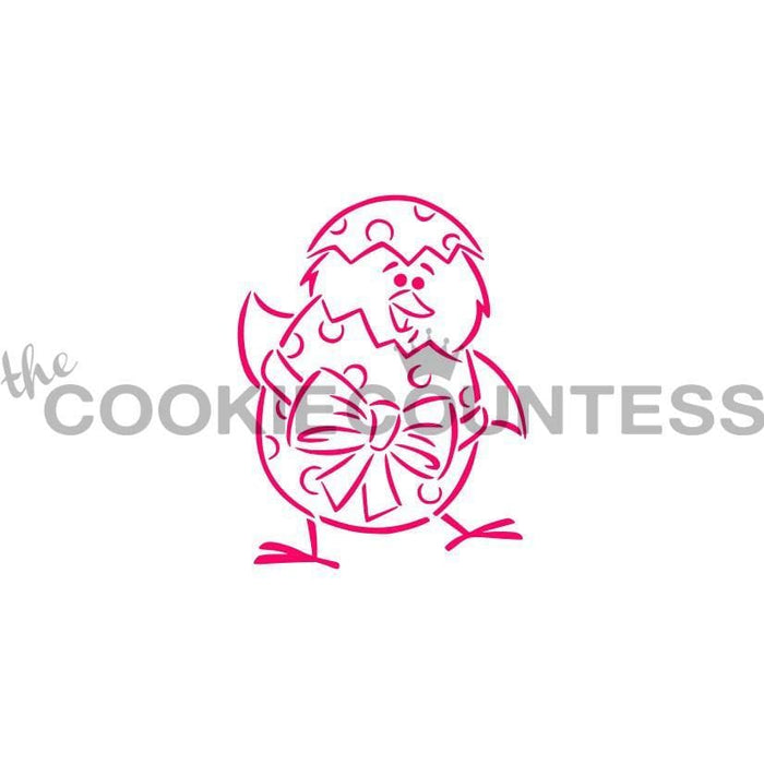 The Cookie Countess PYO Stencil Standing Chick and Egg Stencil - Drawn by Krista