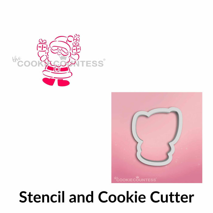 The Cookie Countess PYO Stencil Stencil and Cookie Cutter Santa Gift Delivery PYO Stencil