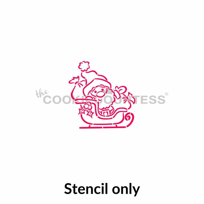 The Cookie Countess PYO Stencil Stencil Only Santa Claus in Sleigh PYO