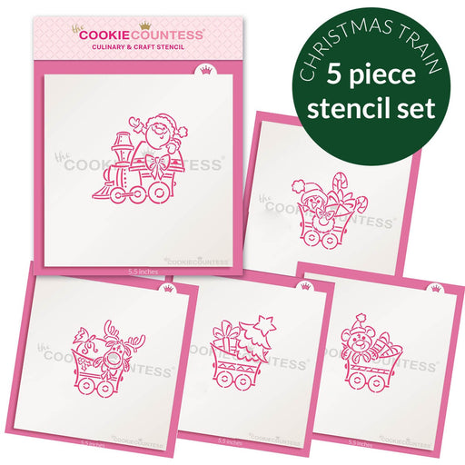 The Cookie Countess PYO Stencil Stencil Set Only Christmas Train PYO Cookie Stencil Set