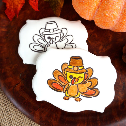 The Cookie Countess PYO Stencil Turkey with a Wink Stencil