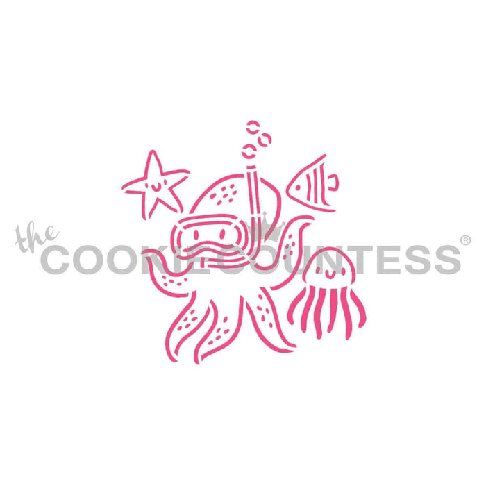 The Cookie Countess PYO Stencil Undersea Party PYO Stencil