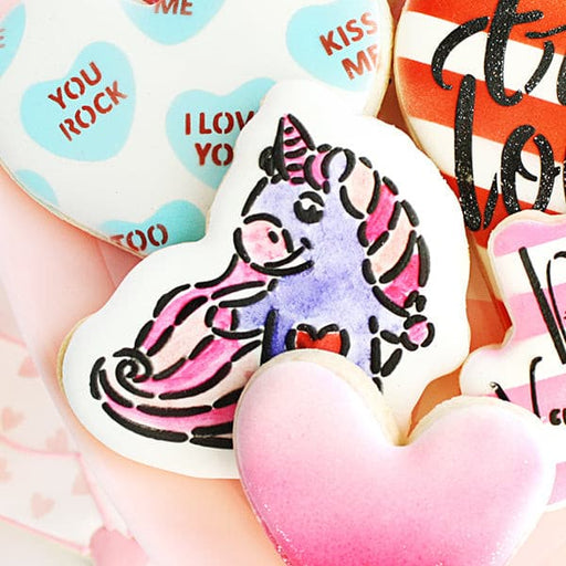 Valentine's day PYO cookie stencil rainbow hearts DC0051 paint
