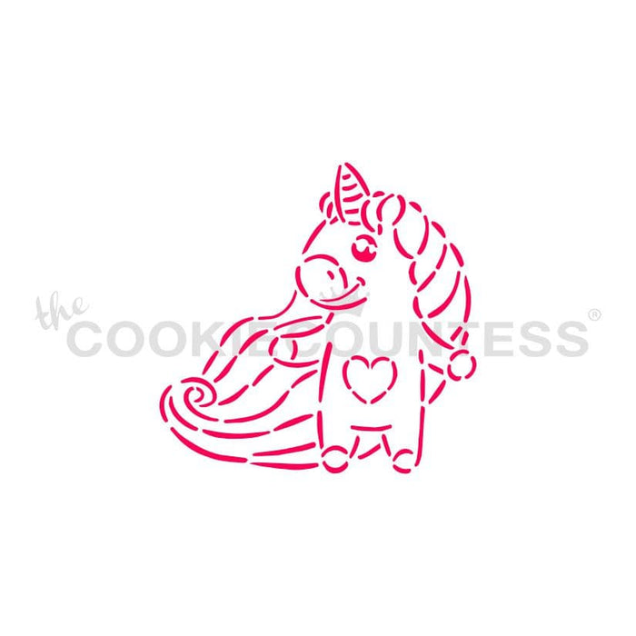 The Cookie Countess PYO Stencil Unicorn with Heart PYO Stencil