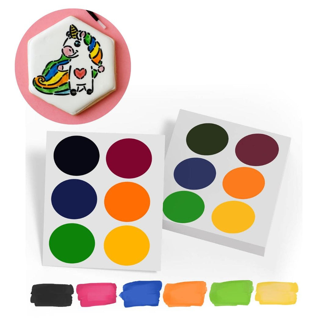 Christmas Paint Your Own Cookie Icing Sheets – 10/25/50/100 Pack With Brushes – Edible PYO Palette