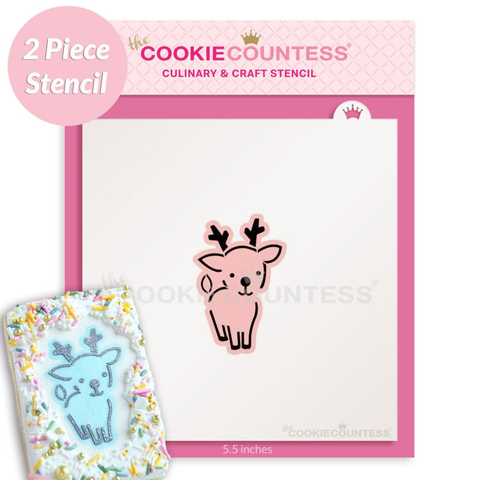 The Cookie Countess Stencil 2 Piece Cute Reindeer Stencil