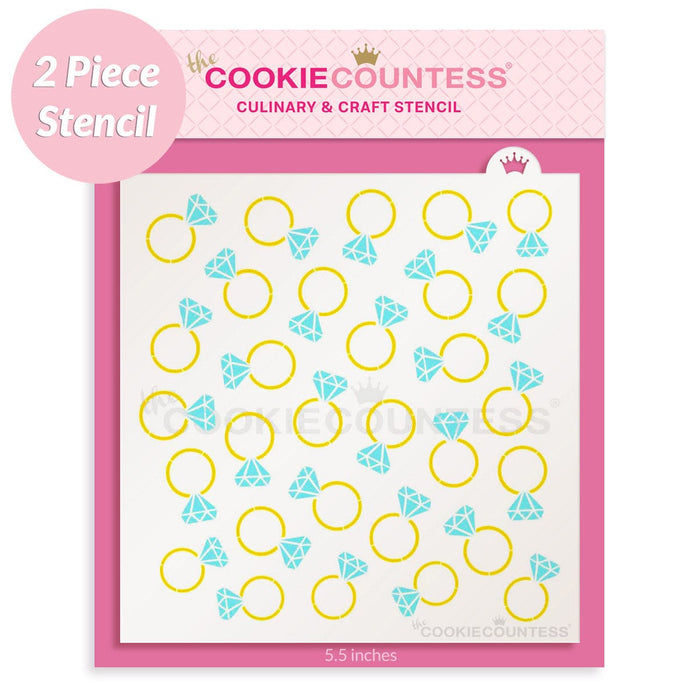 The Cookie Countess Stencil 2 Piece Diamond Rings Stencil