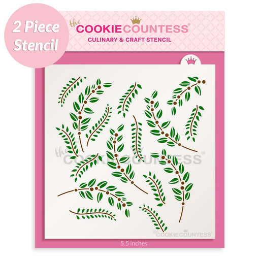 The Cookie Countess Stencil 2 Piece Greenery Stencil